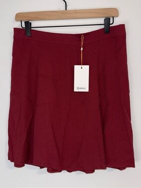 NWT Quince Lightweight Crepe A-Line Mini Skirt Maroon Sz M